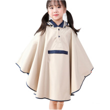 high quality cute custom reusable waterproof nylon girls fashion hooded poncho rain coat for kids